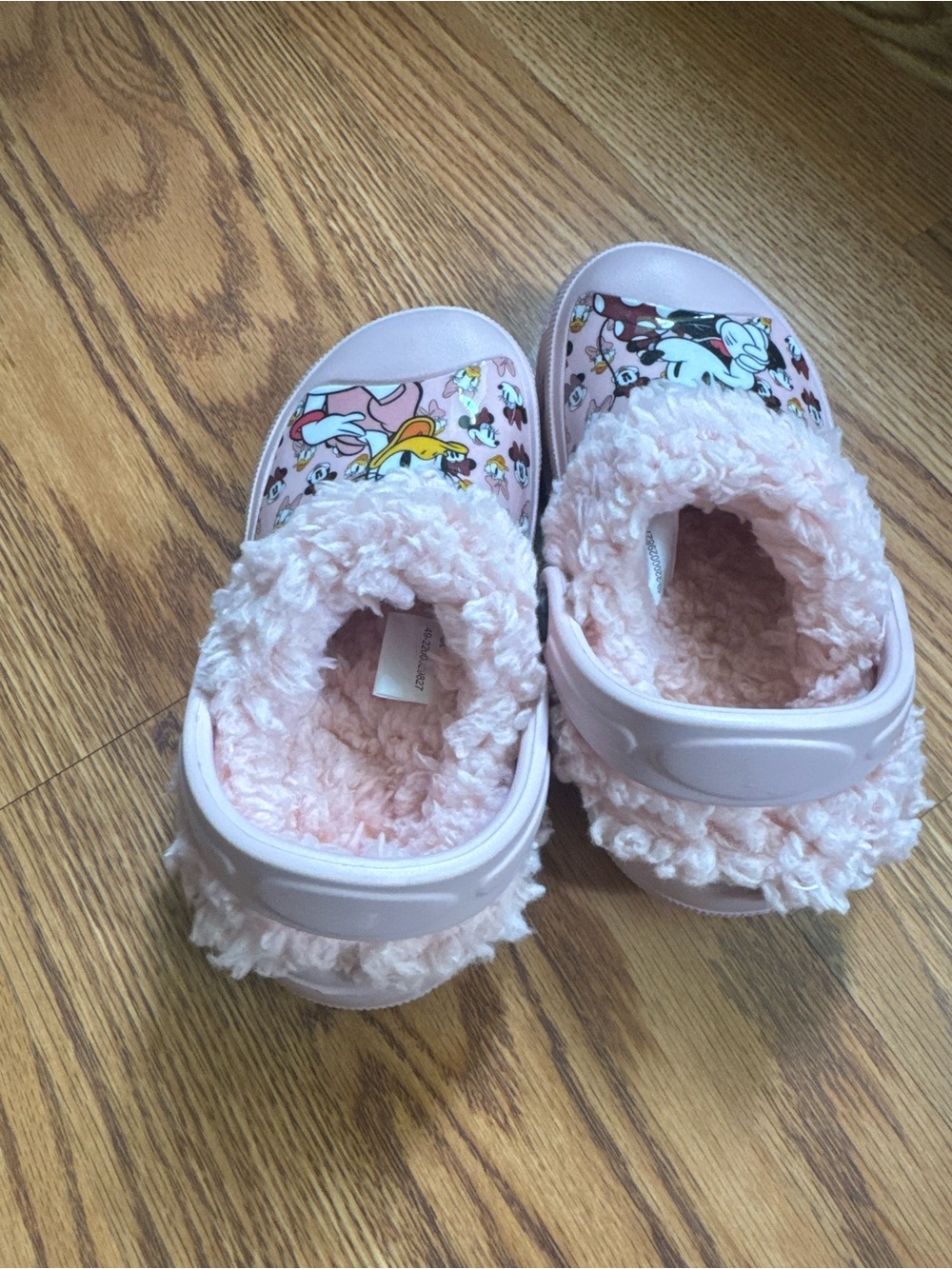 Kids Pink Daisy Duck Fuzzy Lined Clog Shoes - Picture 4 of 5